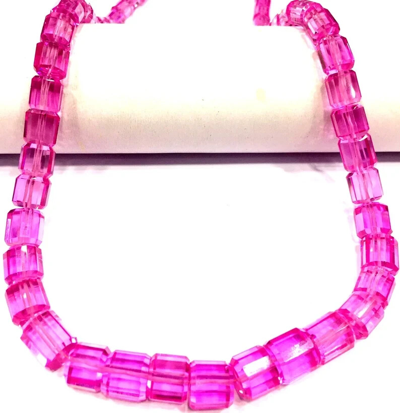 Extremely Rare Pink Sapphire Faceted Nuggets Beads Long Tube Gemstone Beads.