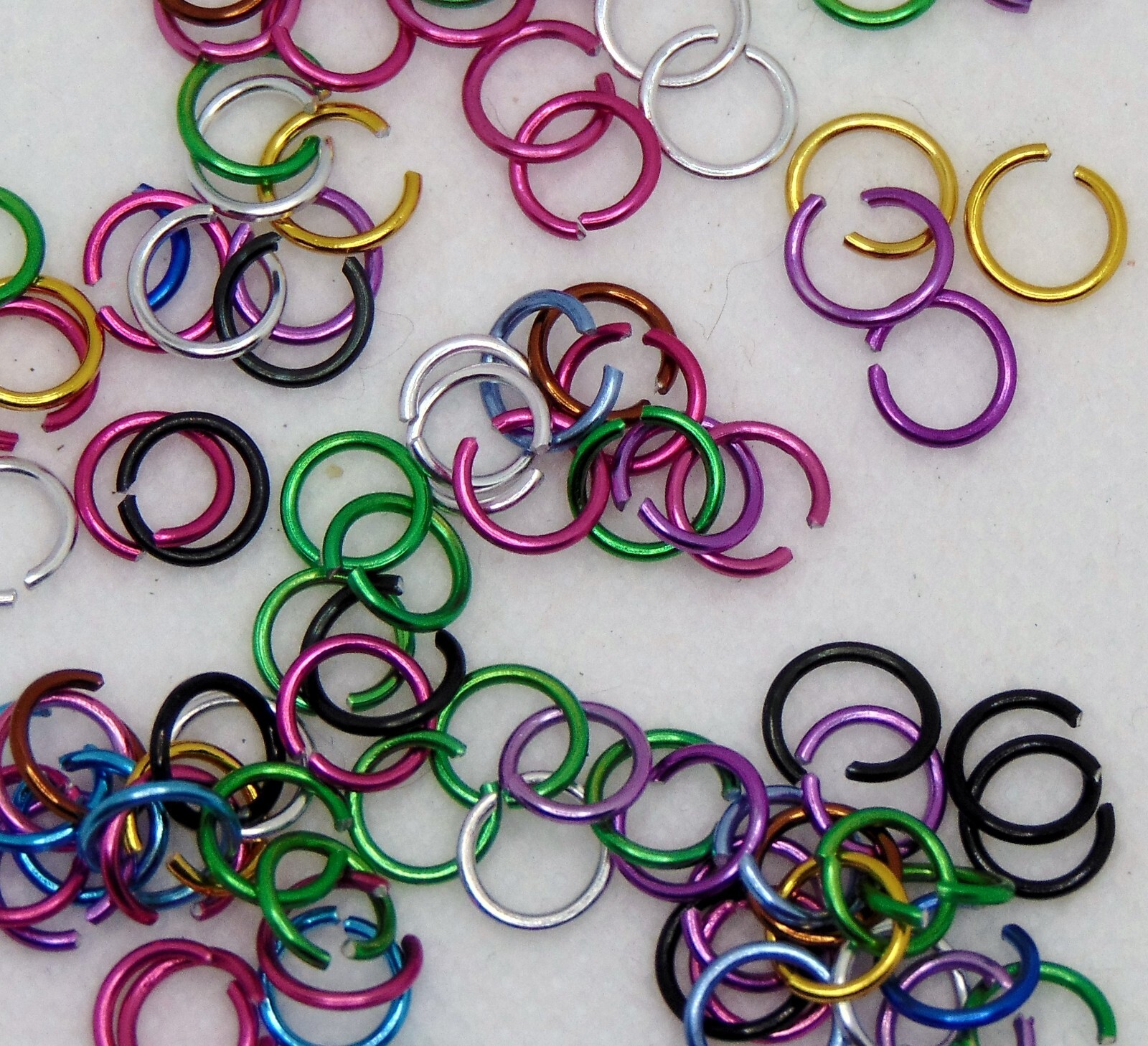 Color Mix Aluminum Jump Rings 6mm 8mm 10mm ~ 10 gram bags (150 – 400 pcs)