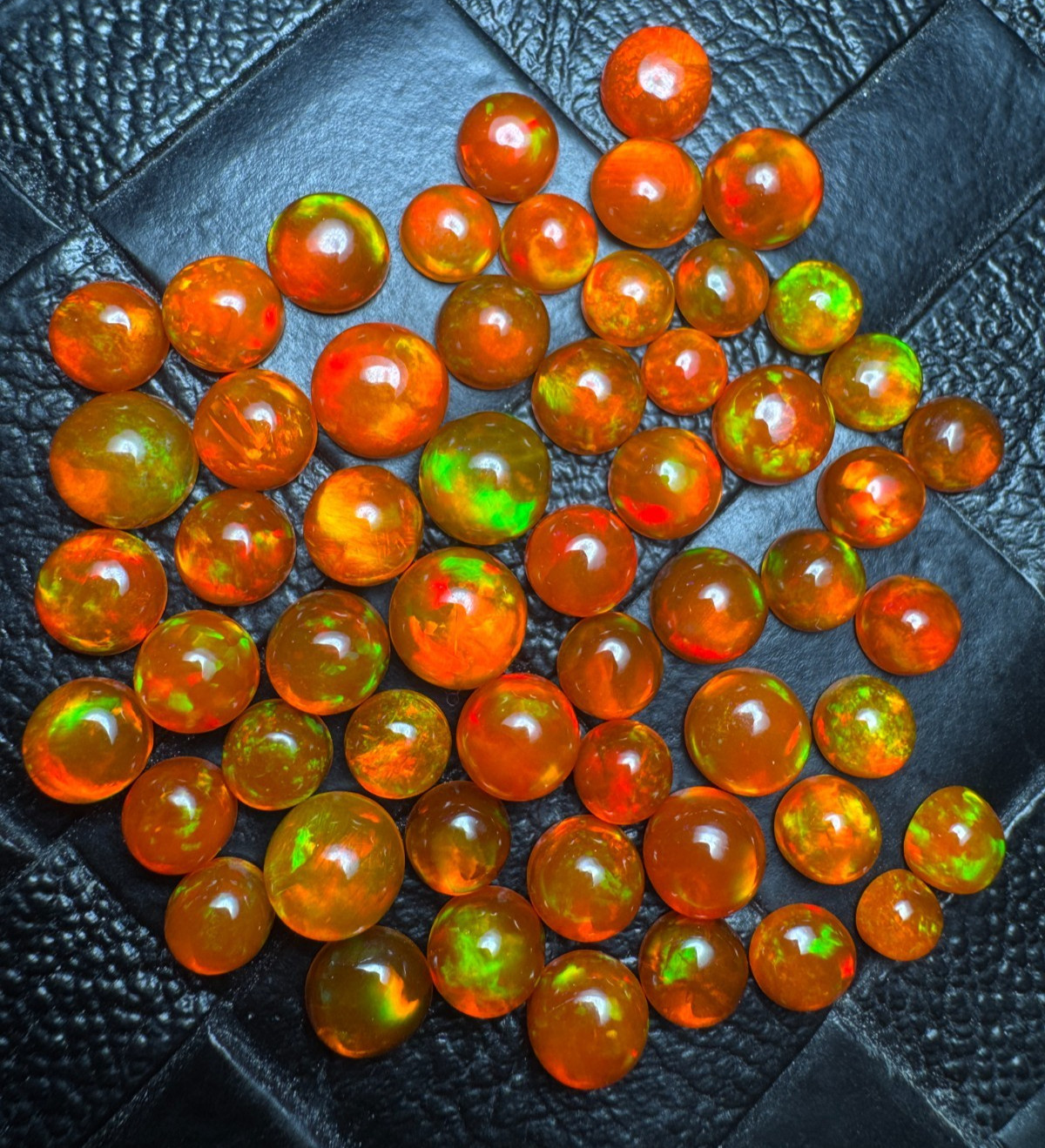 AAA Natural Ethiopian Orange Opal Round Cabochon Lot 3 MM to 8 MM Fire Opal.
