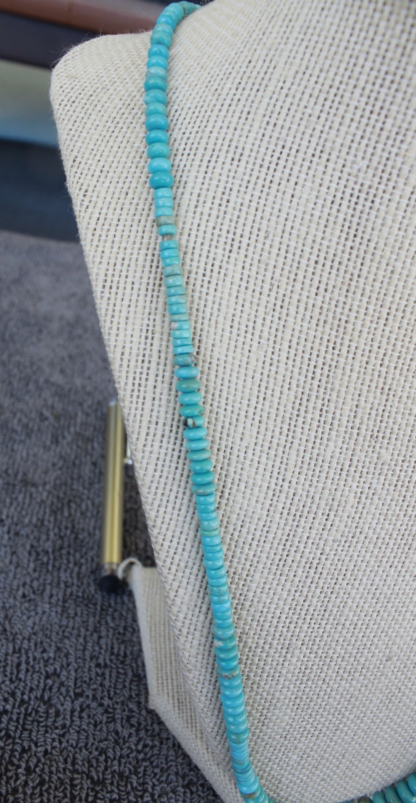 24in Carico Lake Turquoise Graduated Rondelle Button shape beads CHOICE Quality
