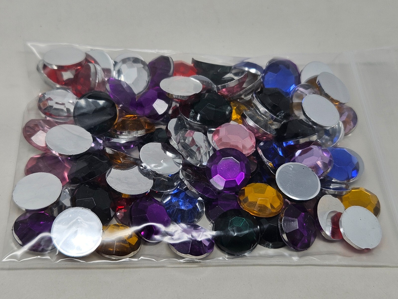100 pcs 12mm Round Assorted Crystal Rhinestones Craft Glue On Jewels Gems VTG