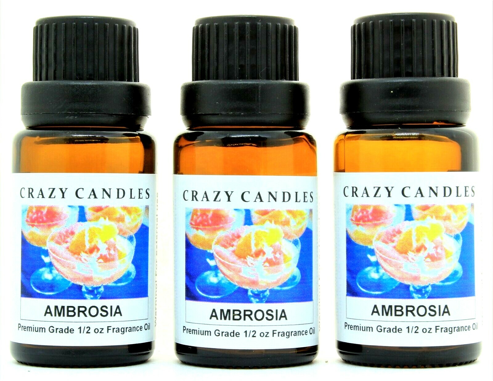 3 Ambrosia 1/2oz Premium Grade Scented Fragrance Oil Crazy Candles