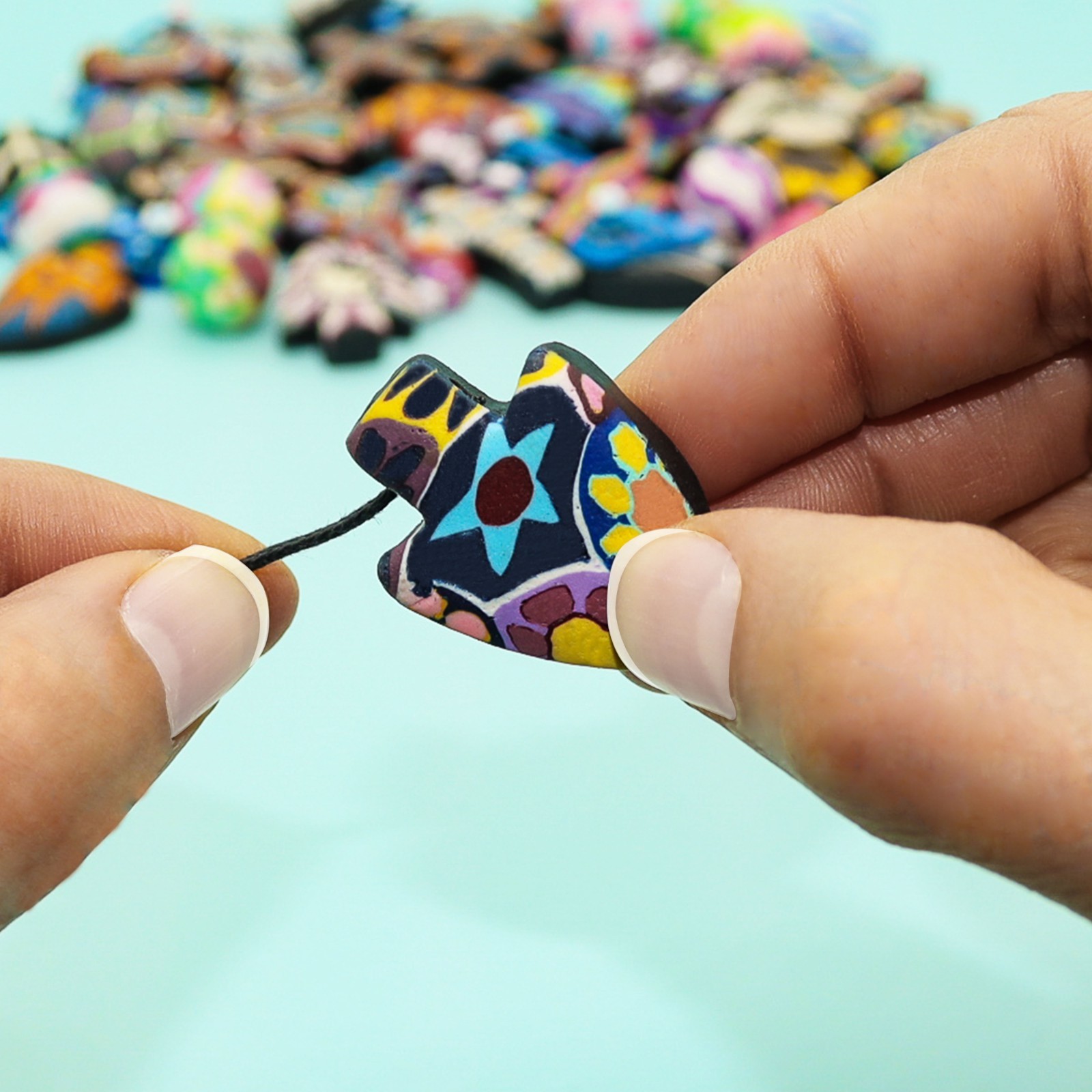 Fun-Weevz 50 PCS Assorted Polymer Clay Disc Pendants for Jewelry Making Adults