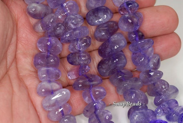 18X10-12X5MM AMETHYST GEMSTONE PEBBLE NUGGET LOOSE BEADS 7.5inch