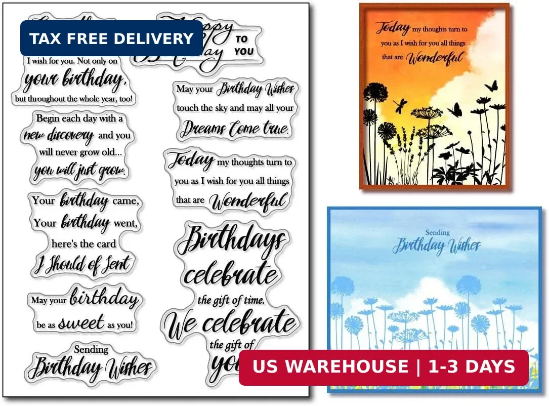 Birthday Sentiment Clear Stamps for Card Making and Journaling,Sentiment Silicon