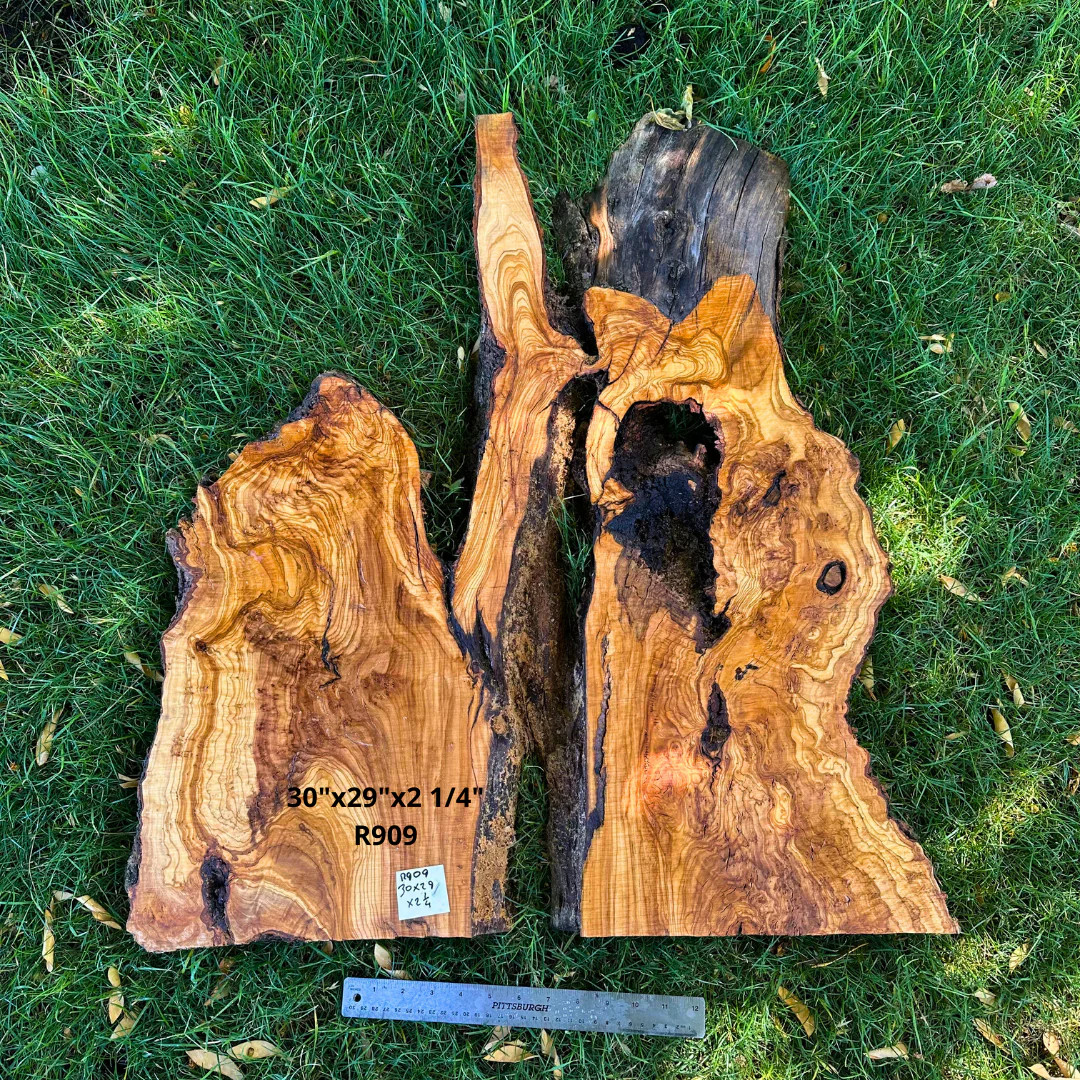 Live Edge Olive Slab 30″x29″x2 1/4″ R909