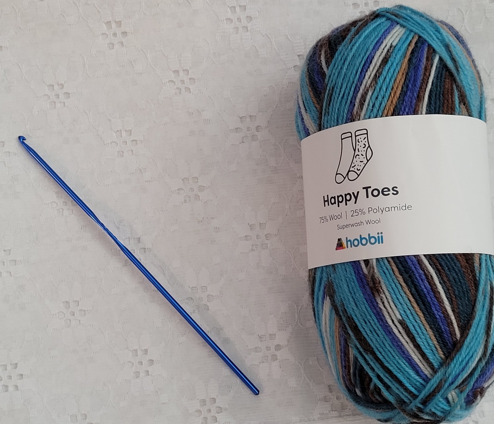 New Super Fine #1 Sock Yarn- Hobbii “Happy Toes” Yarn & FREE New Crochet Hook