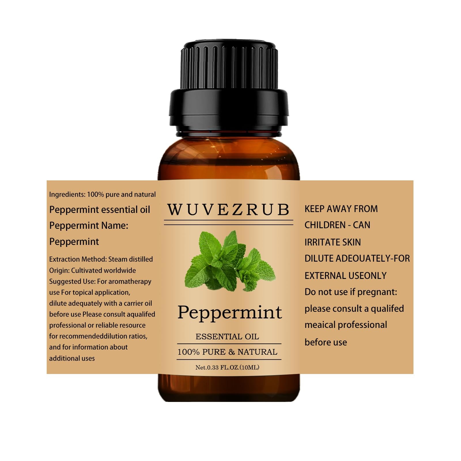 Wuvezrub Peppermint Essential Oils 10ML, 0.33 Fl Oz (Pack of 1),