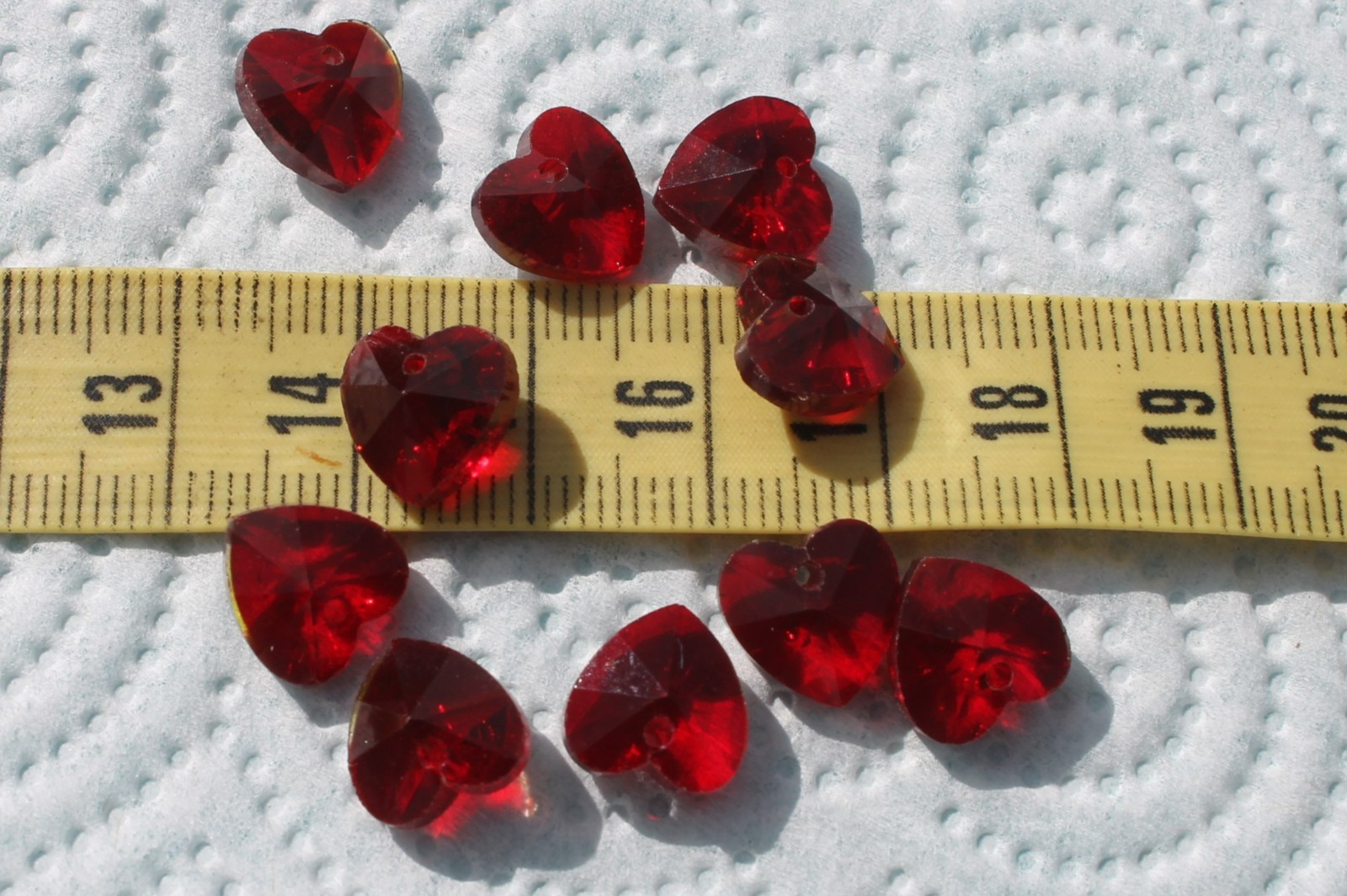 10x10mm Faceted Trans Dark Red Glass Crystal Heart Pendant, Charm Beads 10pcs