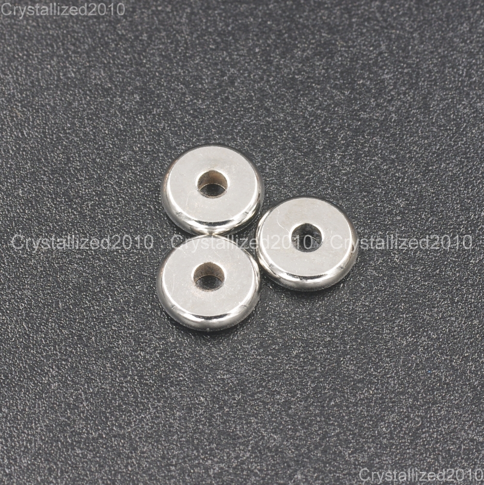 Solid Metal Round Rondelle Slice Bracelet Necklace Connector Charm Spacer Beads