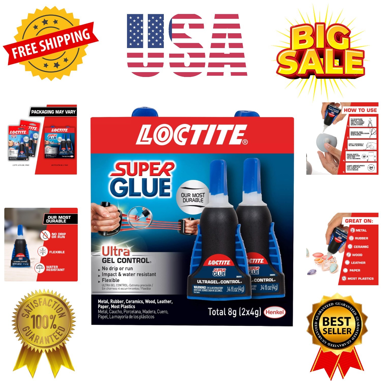 Super Glue Ultra Gel Control, Clear, 0.14 fl oz Bottle, 2 Pack – Superglue fo…