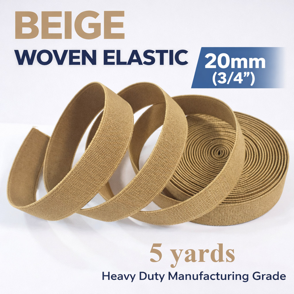 Beige Woven Elastic Band 20mm (3/4″) Heavy Duty Sewing Elastic – Avetco