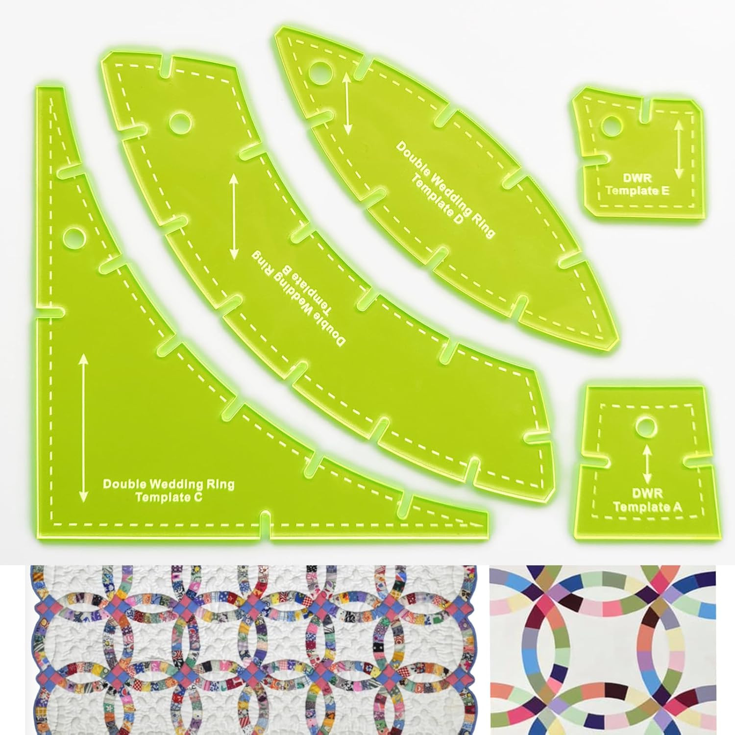 Quilting Templates Slit N Sew Double Wedding Ring Set Templates – Acrylic, None