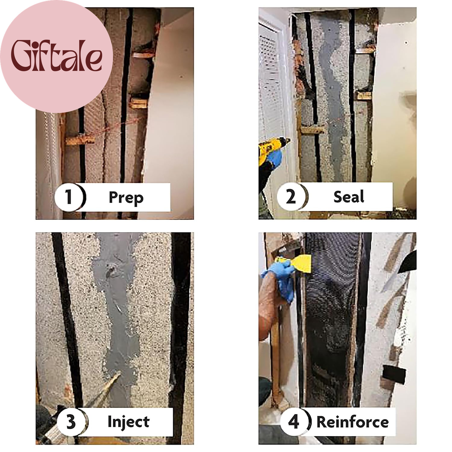 PRO Concrete Repair Crack Injection Kit (5’) | Injectable Filler: Repair Cracked