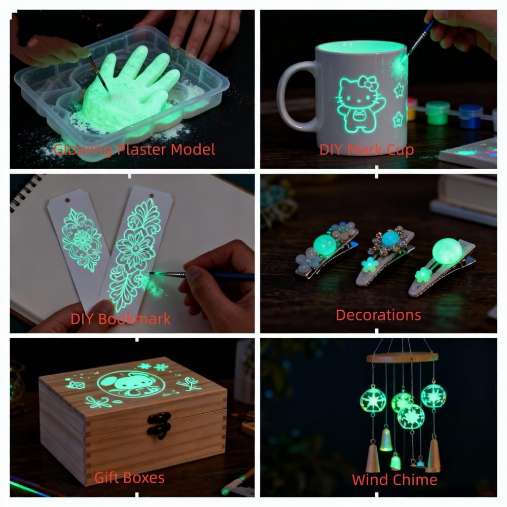 Glow in The Dark Powder Pigment,Luminous Pigment,Neutral and Fluorescent Glow…