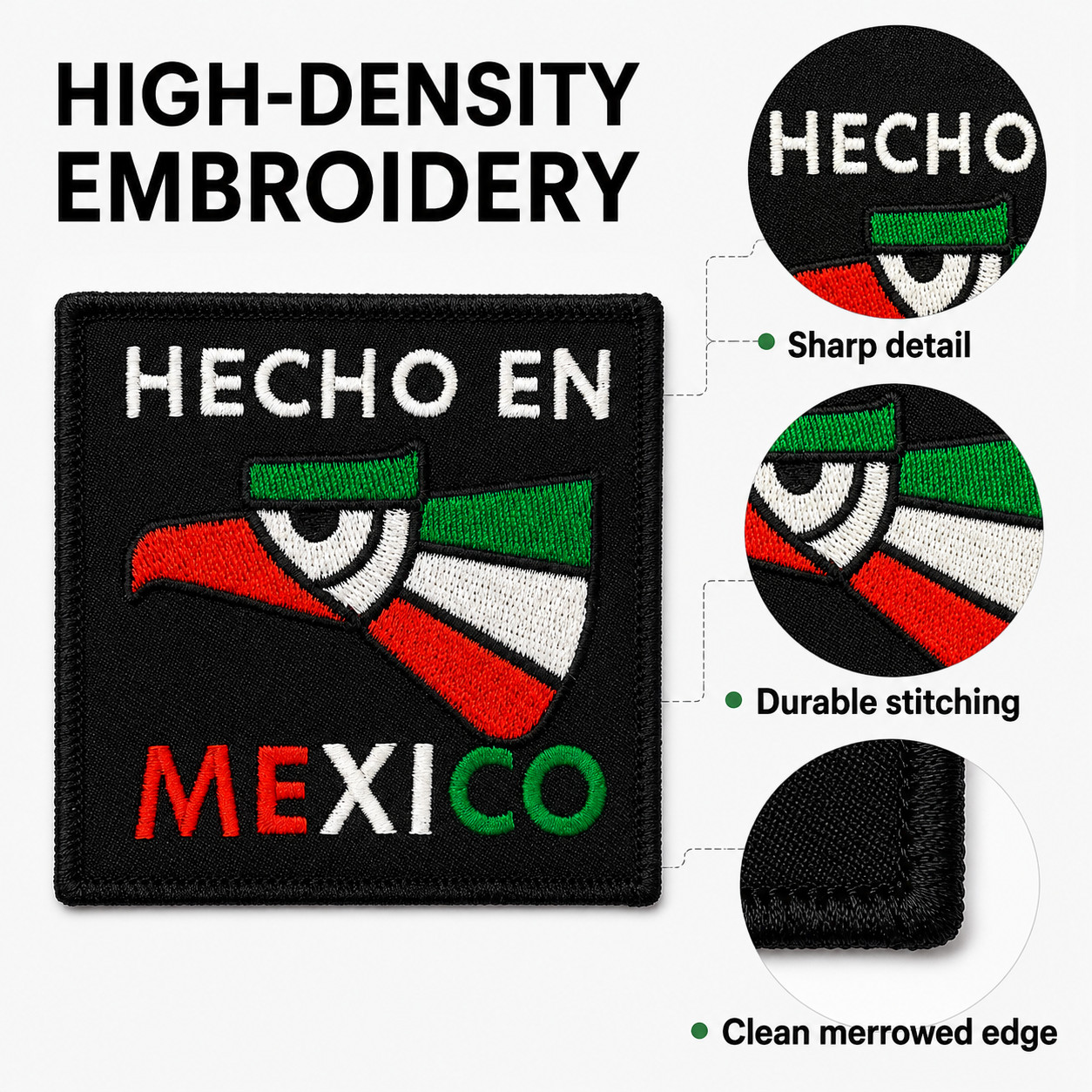 Made in Mexico Hecho En Mexico Flag Iron On Embroidered Patch Badge Pride 3”