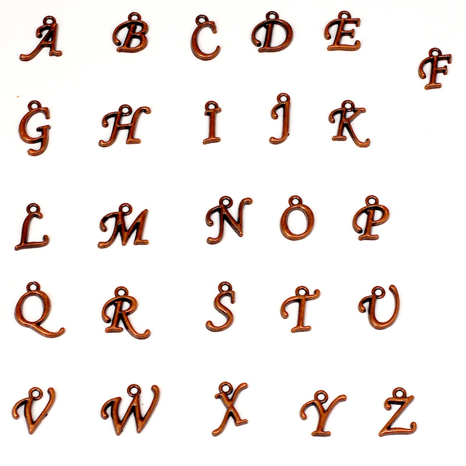 Letter Charms A-Z Necklace, Keychain 2pcs 15mm Gold Copper Brass Silver Findings