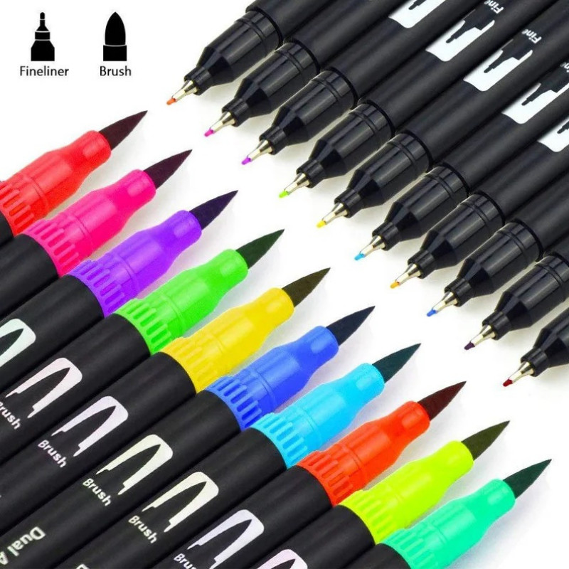 120 Color Dual Tip Watercolour Pen Fine and Brush Tip Markers for Adults & Kids