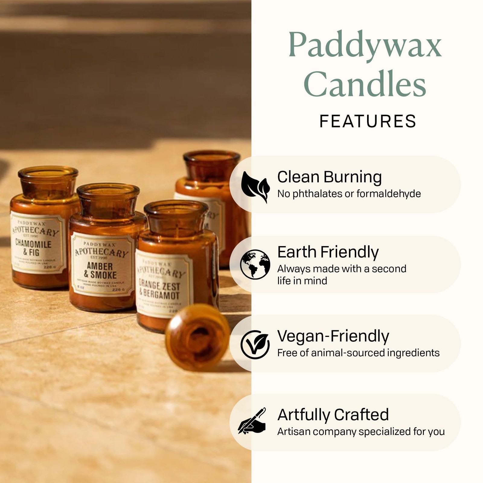 Paddywax Artisan Apothecary Scented 8 Ounce (Pack of 1), Tobacco & Patchouli