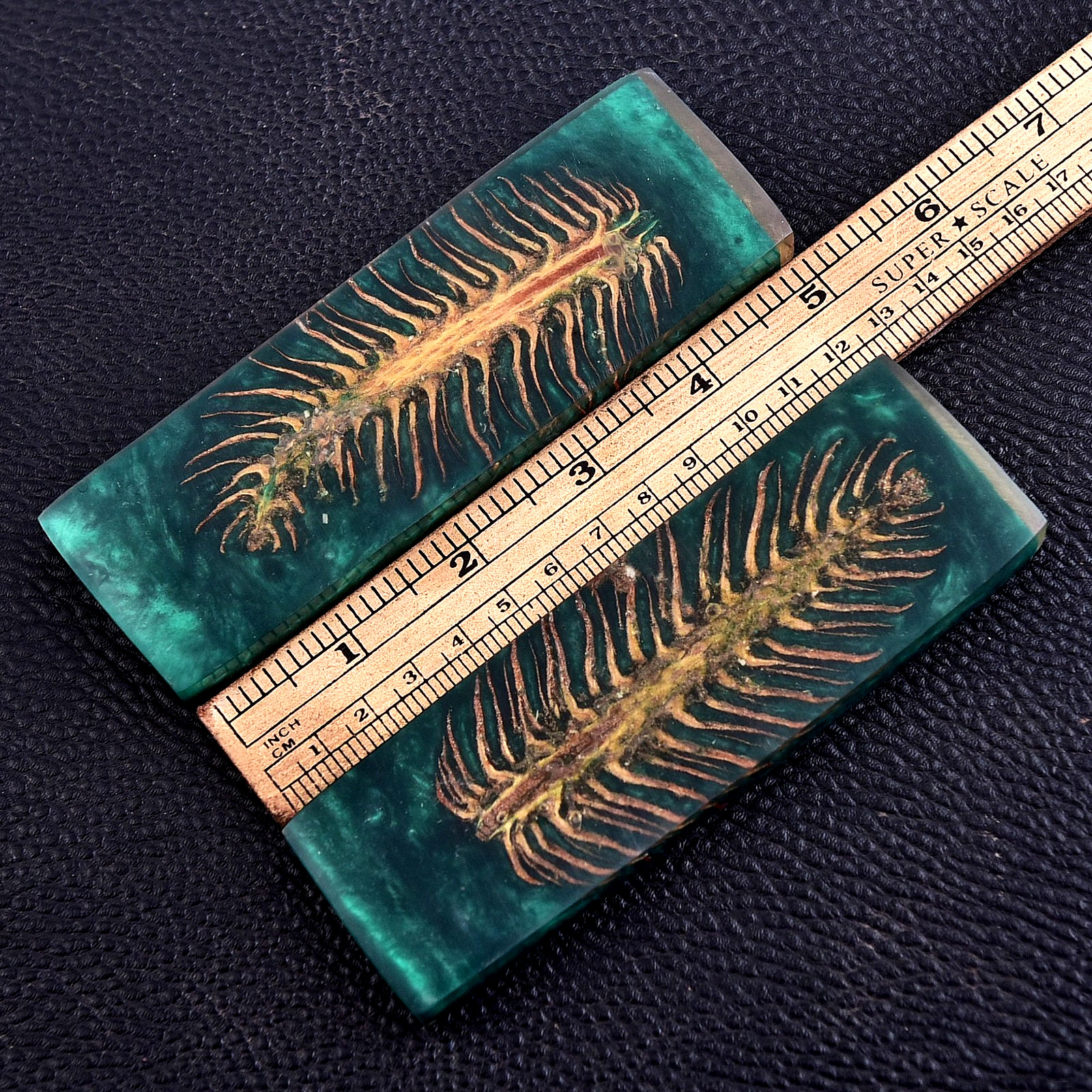 Custom Made Stabilized Pine Cones Resin Pair Scales For Knife Making Handle 2956