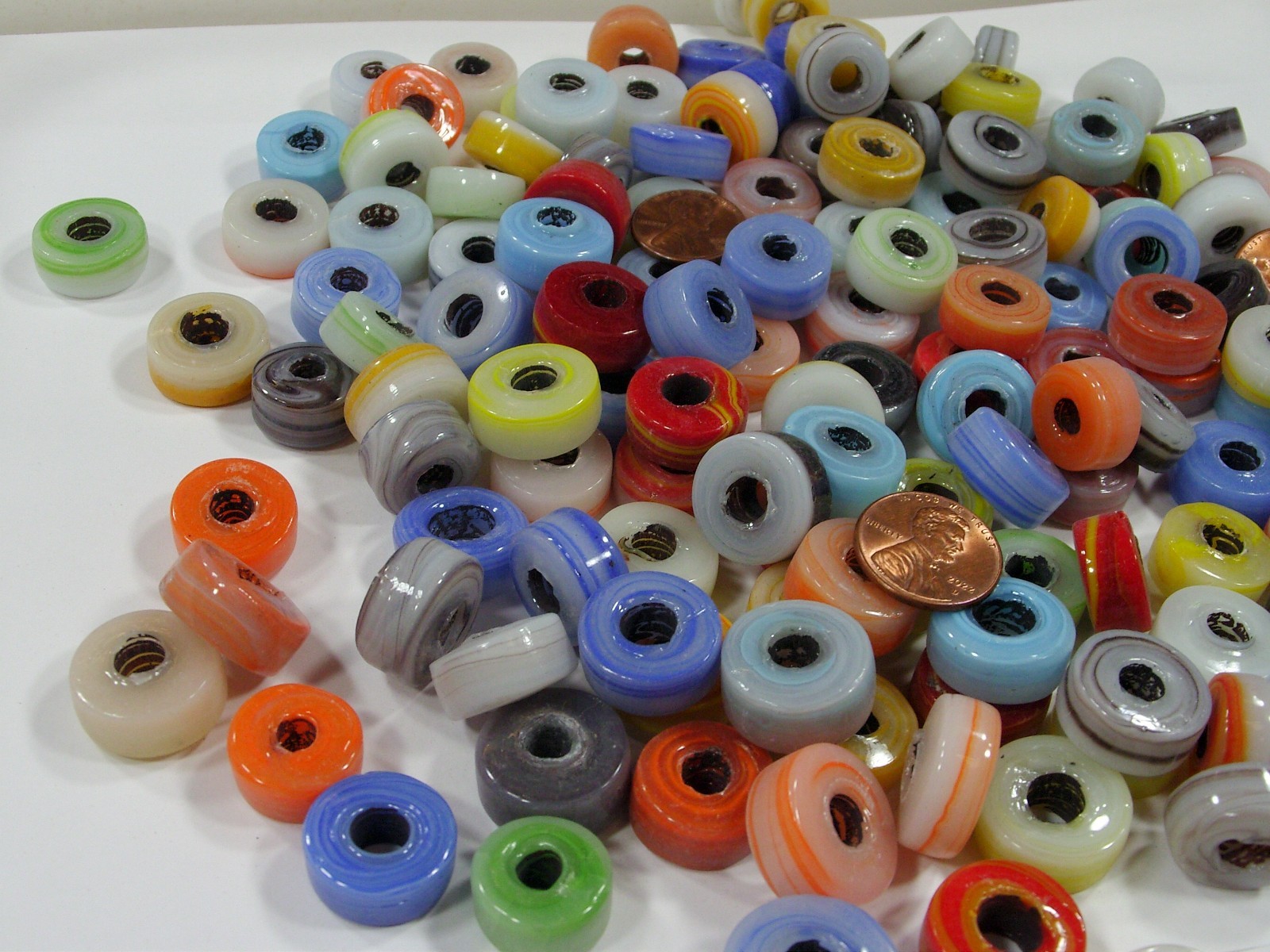 2 Pounds India Handmade Large Sliced Round Glass Beads Wholesale Bulk (BVP-9) ⭐