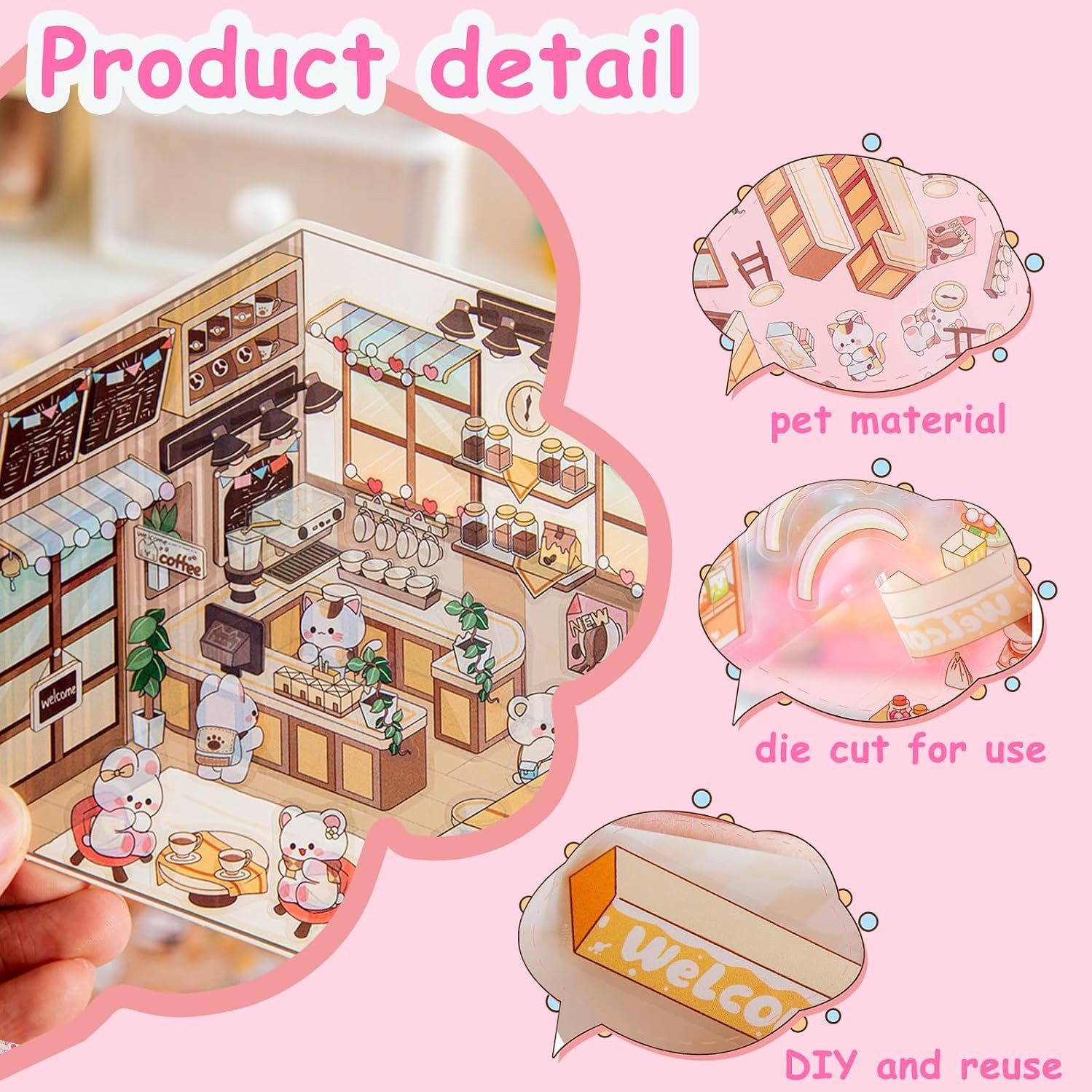 10 Sets DIY 3D House Stickers Kit Non-Toxic & Safe 3D Miniature Scene Therapy