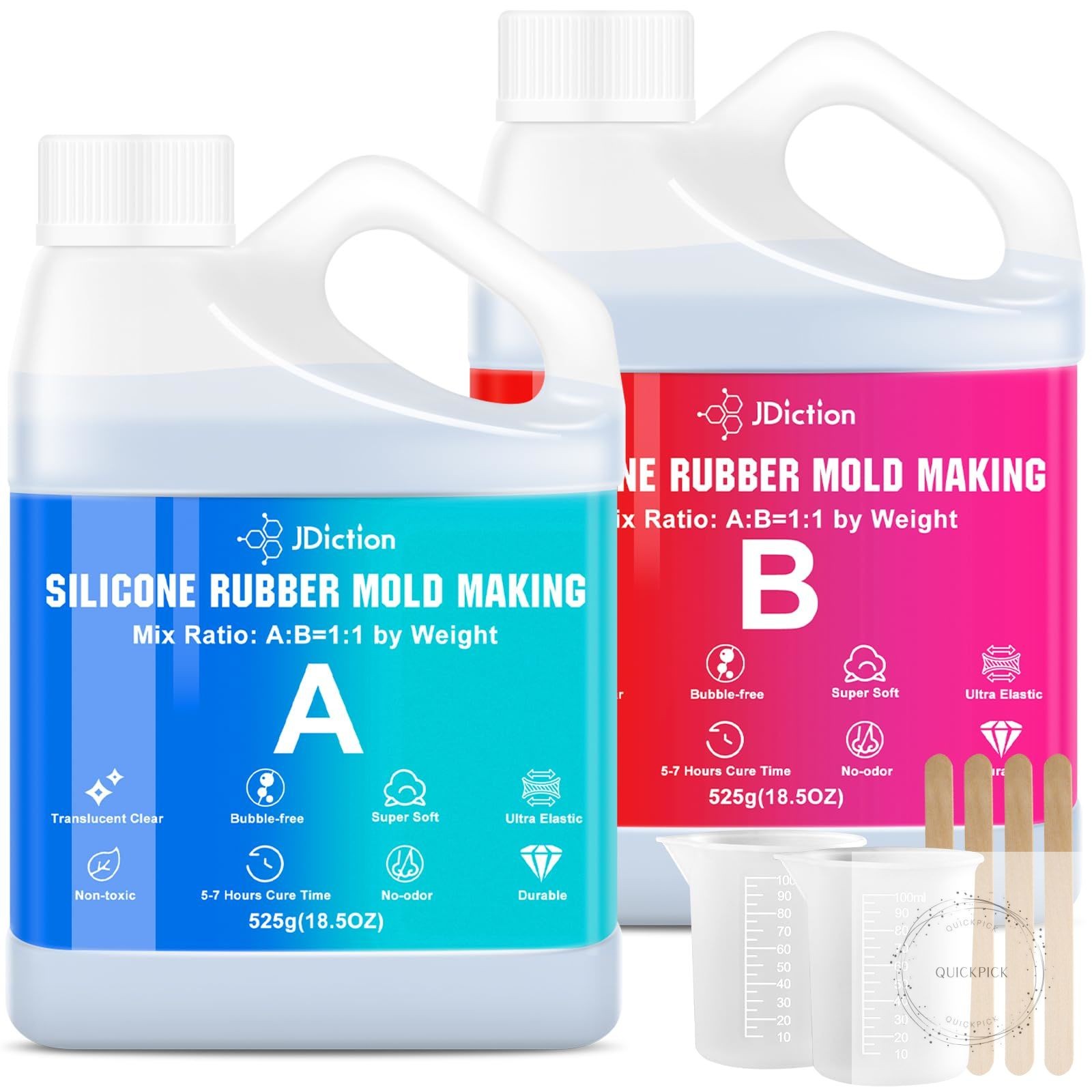 Silicone Mold Making Kit 2.32lb(37oz) Super Elastic Liquid Silicone Rubber Fast