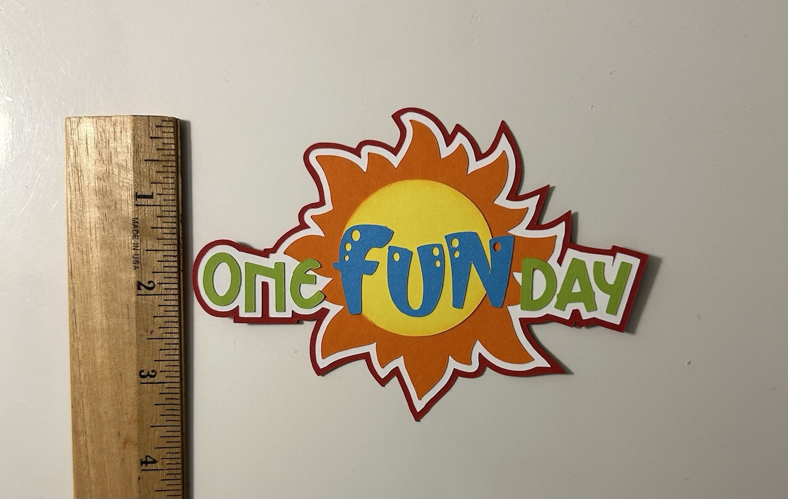 One Fun Day Summer Beach Handmade Scrapbook Title Paper Pieced Die Cut