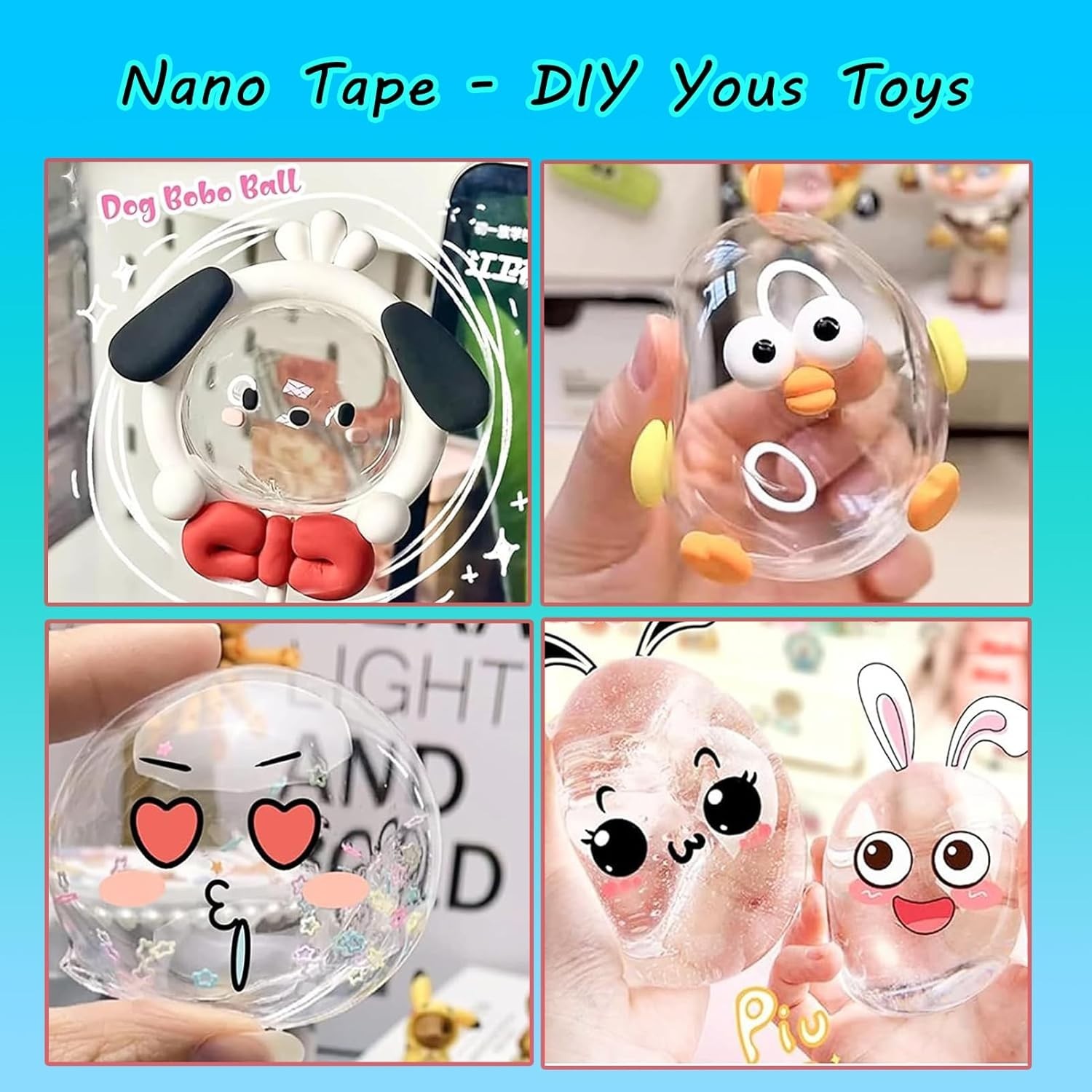 Nano Tape Bubble Kit, Nano Double Sided Adhesive Tape Bubbles, 4Pcs Nano Tape To