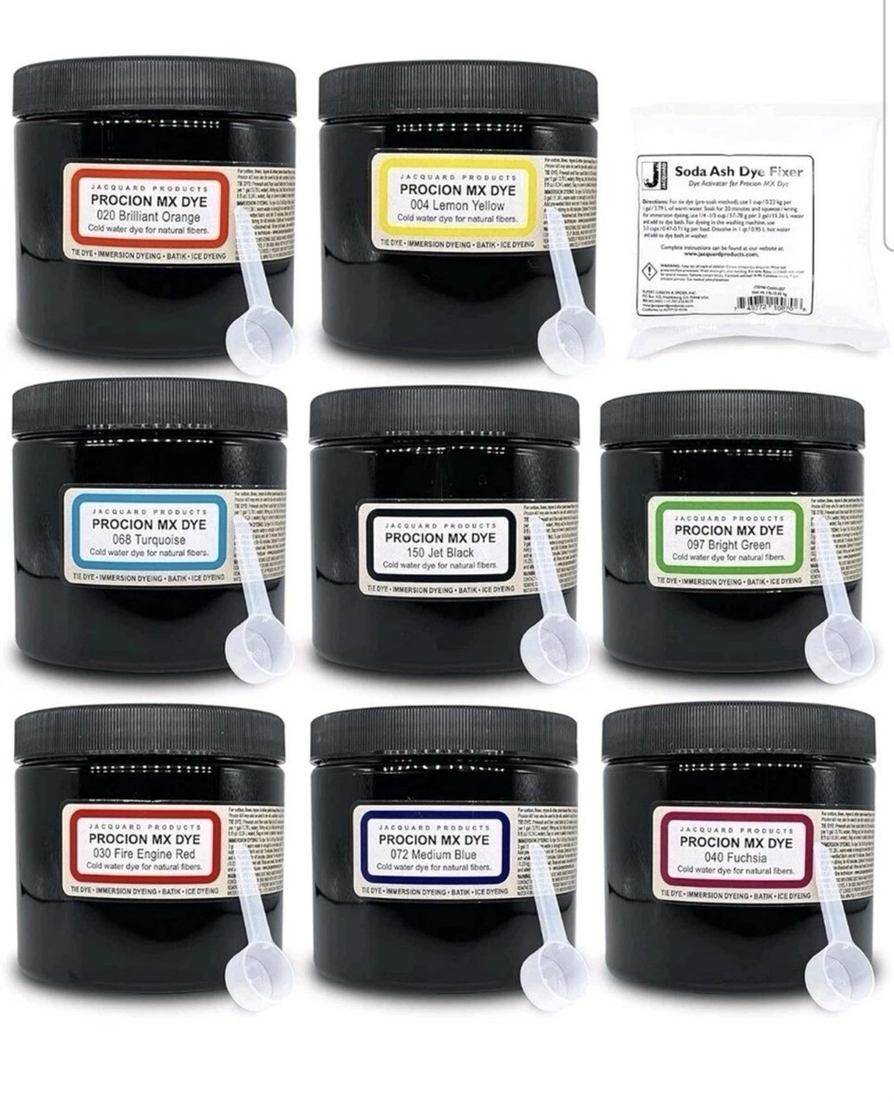 Jacquard Procion MX Dye Kit Tie Dye Powder Made in USA 8 Vibrant Colors Tie-Dye