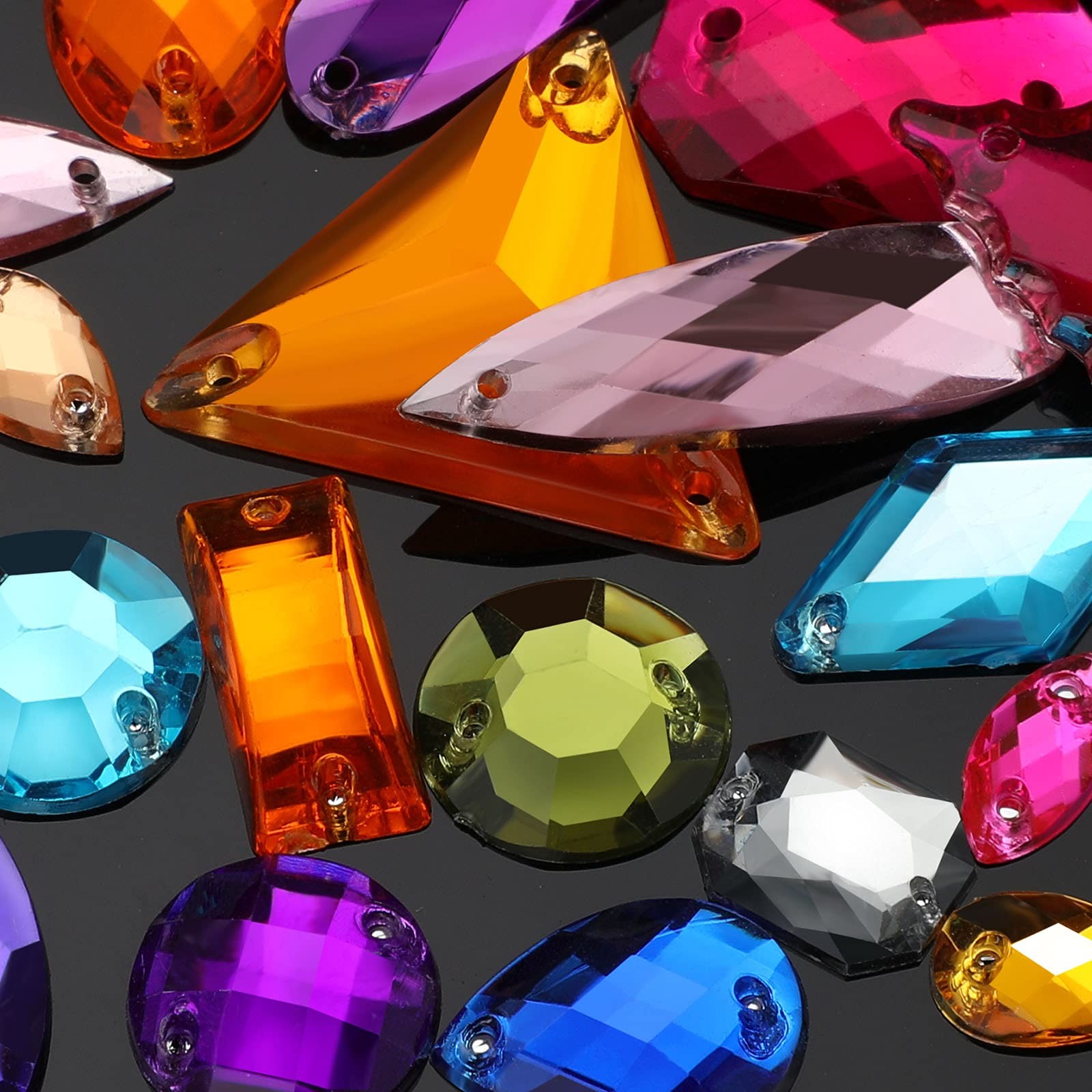 Sew on Rhinestone Crystals Mixed Shapes Acrylic Gems for Craft 500 PCS