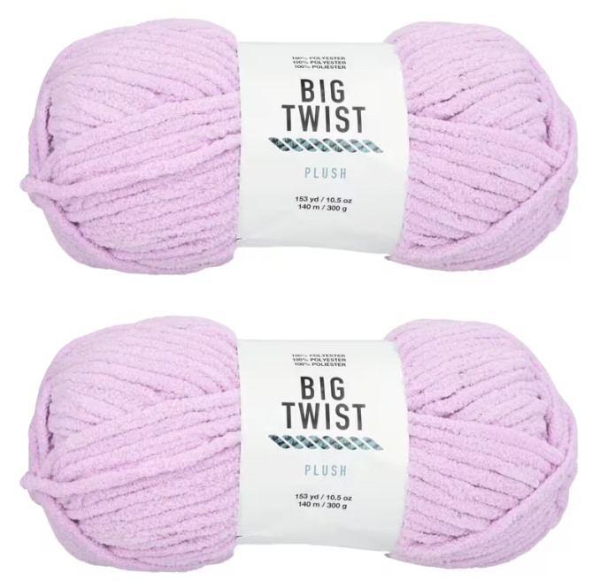 2 Skeins Solid Color Blanket Polyester Yarn, BIG TWIST