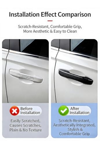 Car Exterior Door Handle Cover Trims Compatible with Honda Civic Carbon Fiber