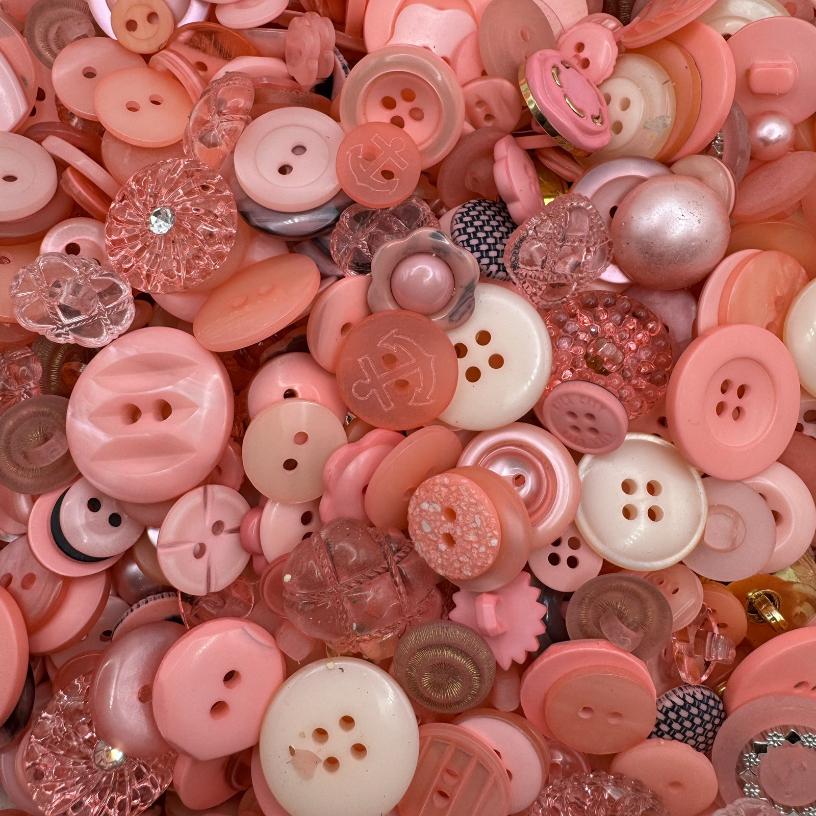 Incredible Mixed Lot Of Dyed PINK Premium Buttons All Sizes For Embellishments
