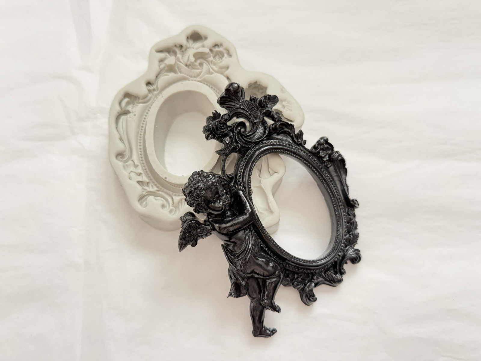 Baroque Cherub Frame Silicone Mold Gothic Angel Resin Mold DIY