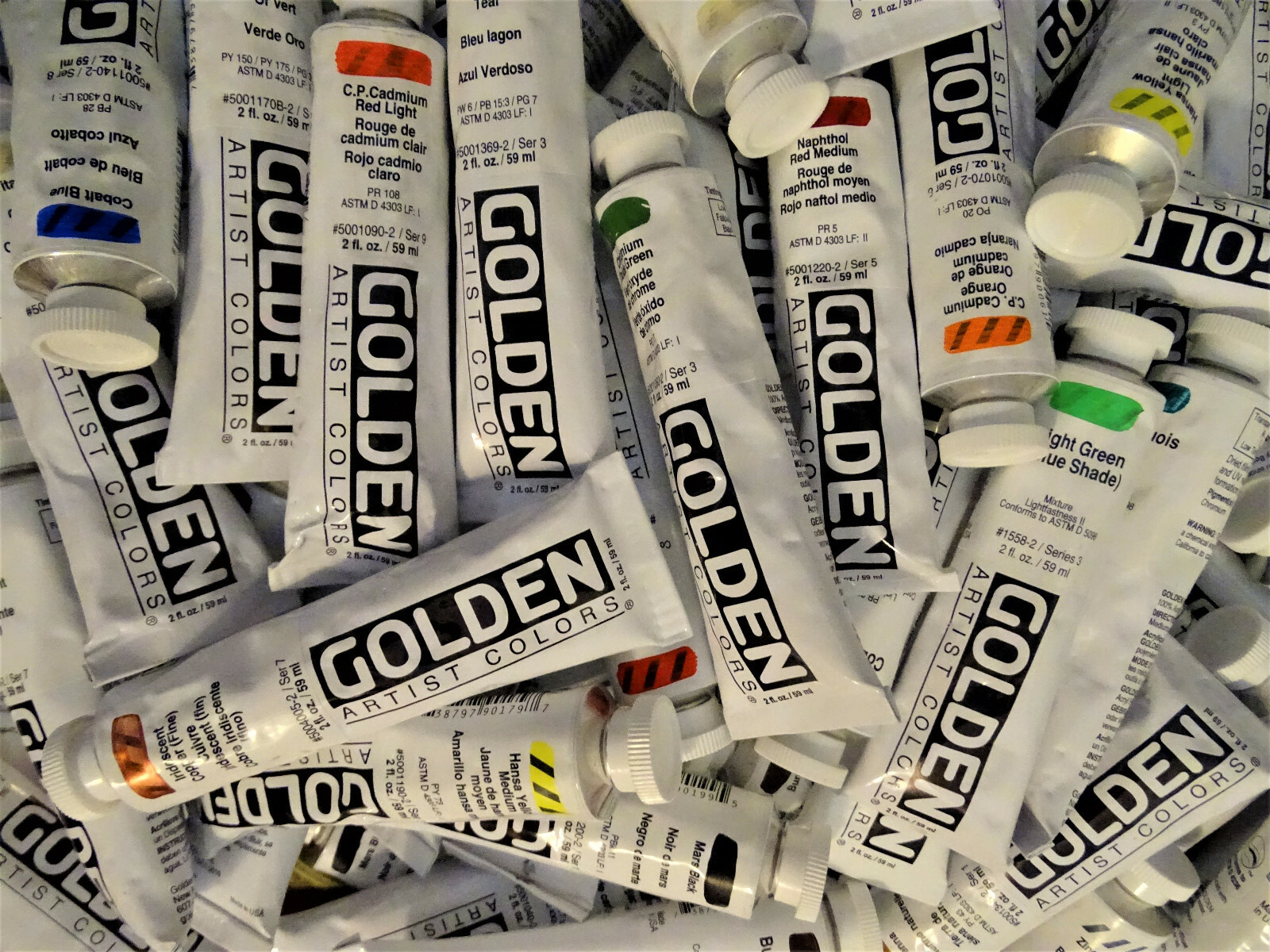 damaged Golden Heavy Body Acrylic Paint, 2 oz., various colors