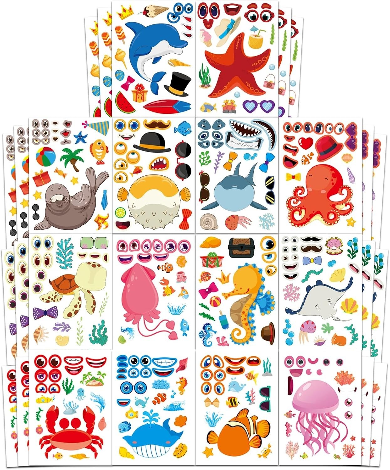 Vibrant 42 Pcs Ocean Animals Stickers – Mix & Match for Endless Creativity!