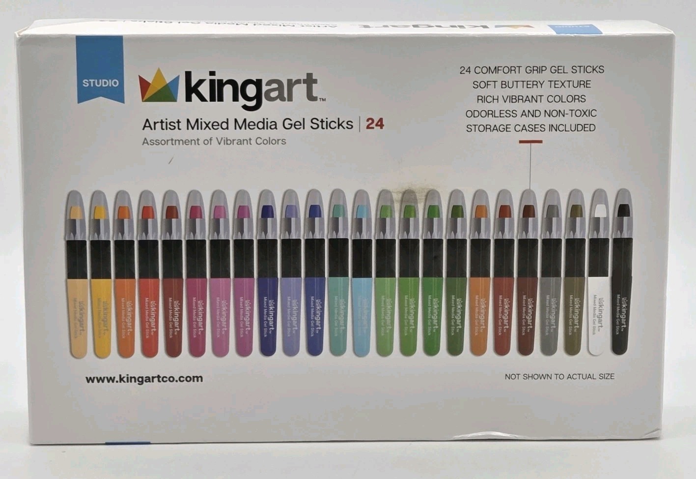 KINGART Artist Mix Media Gel Sticks Set of 24 Vibrant Colors Non-toxic Odorless
