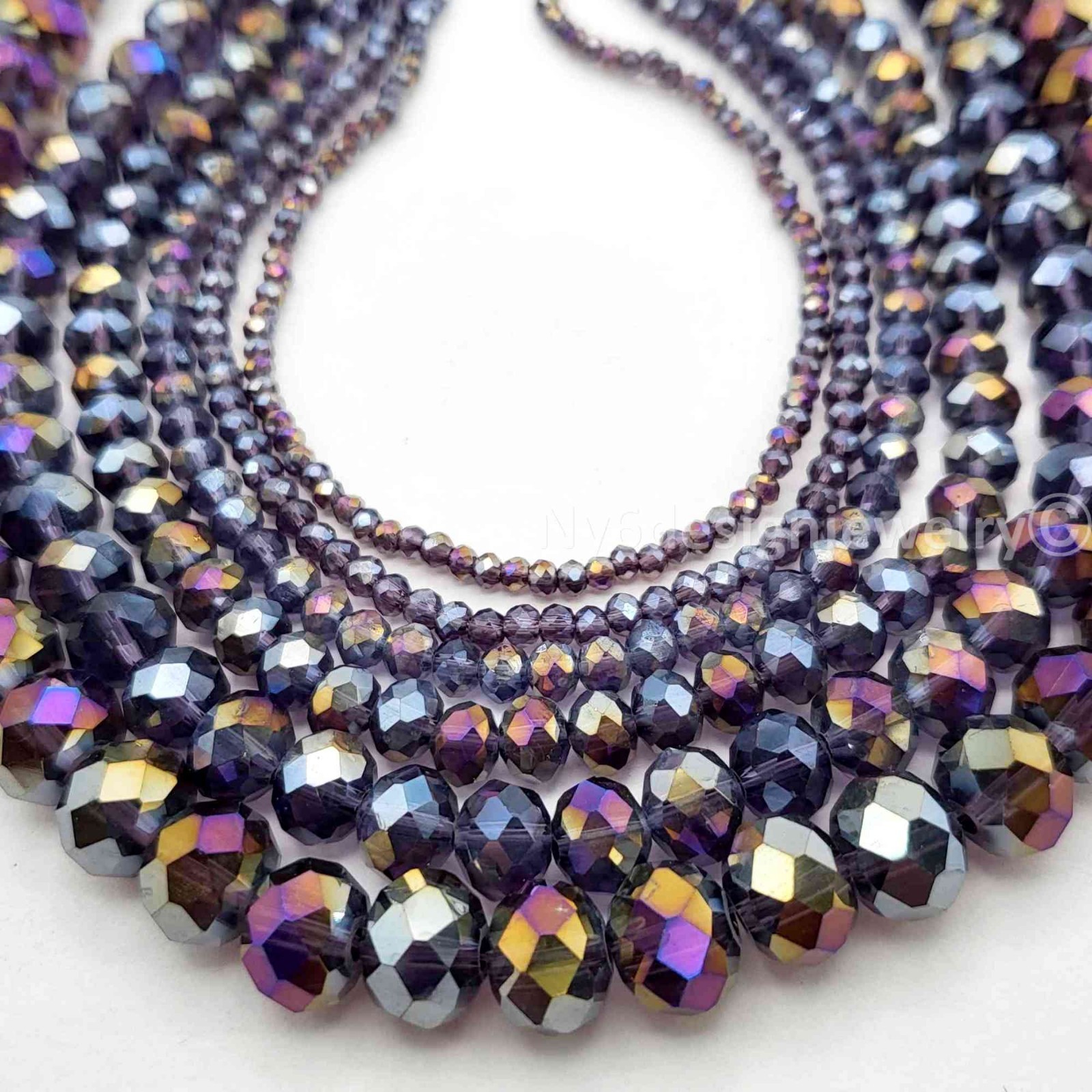 Purple AB Crystal Faceted Rondelles Bead Jewelry Making Supplies 11″ Strand