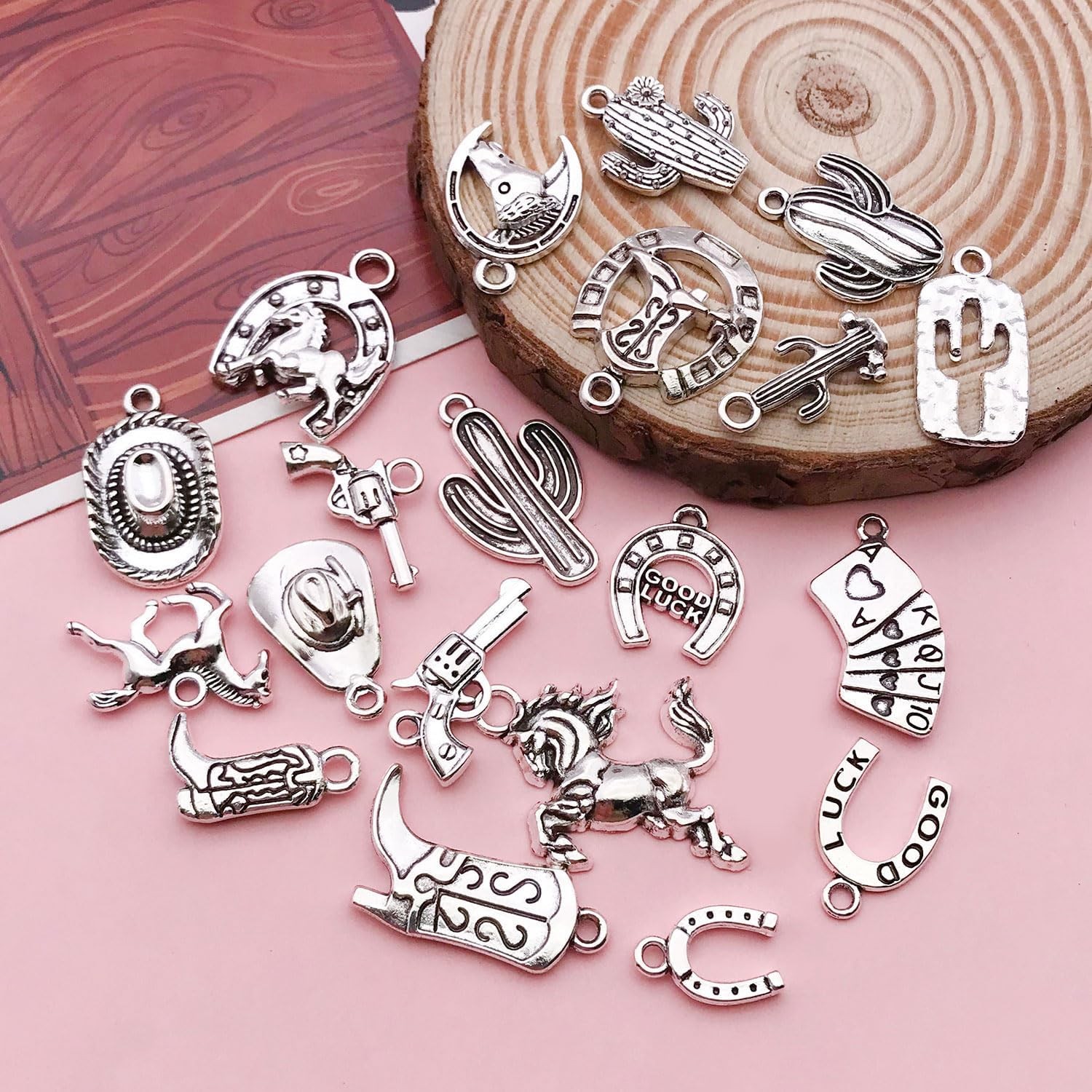 80 Pcs Western Cowboy Charms for Jewelry Making Horse Cowboy Boot Charms