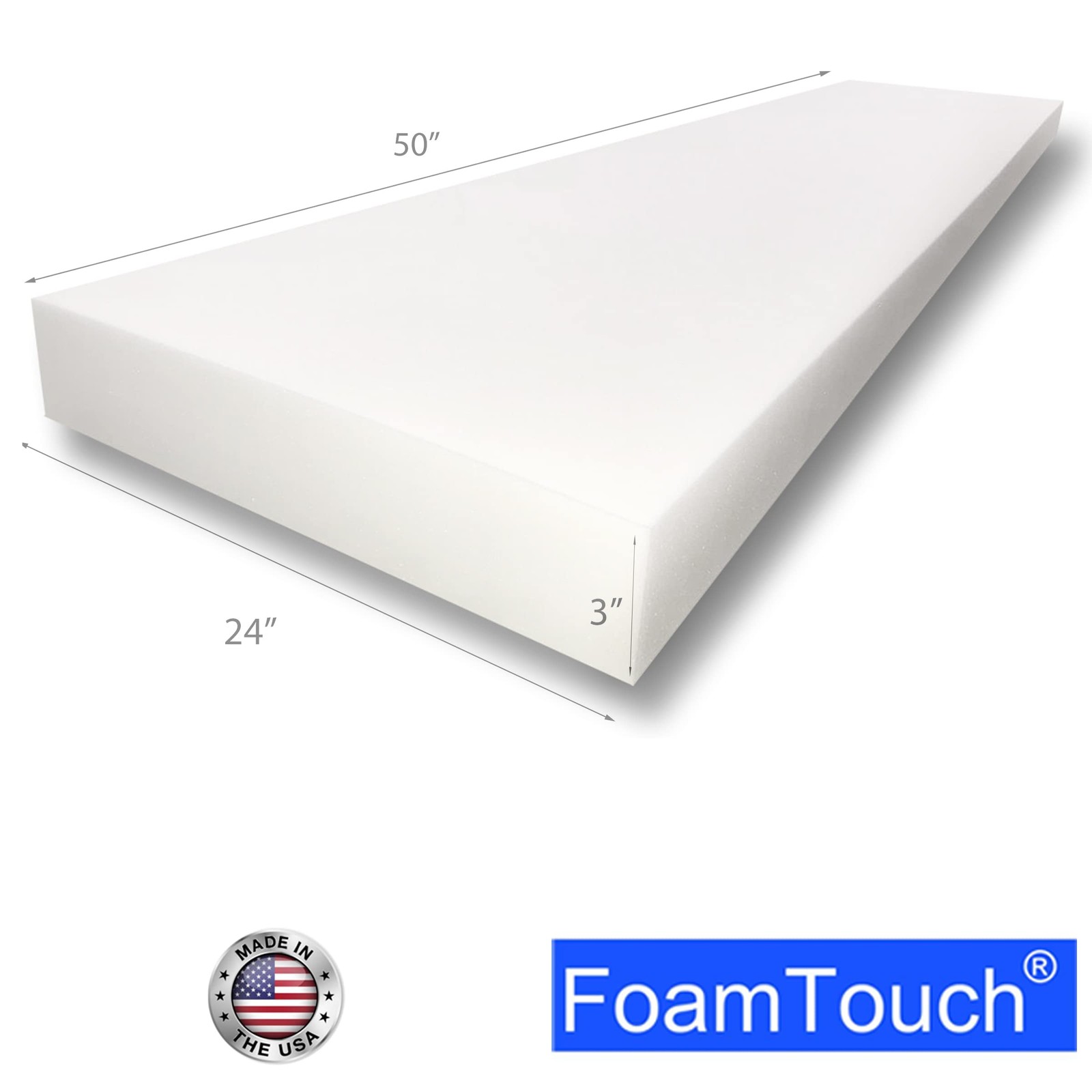 Foamtouch 3X24X50Hdf1.8 Upholstery Foam 3 X 24 X 50 White