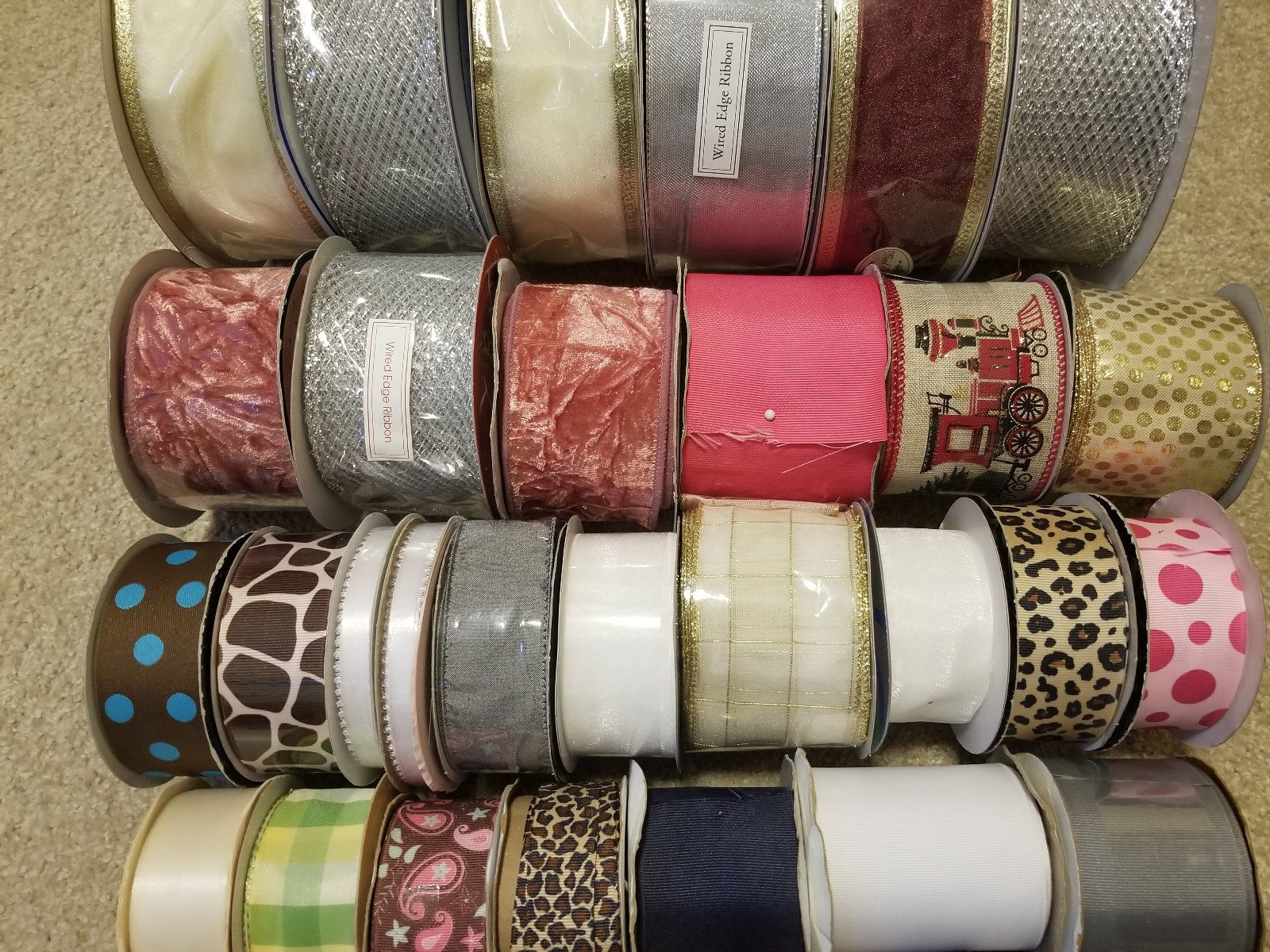 70+ Roll Ribbon Lot Assorted Sizes & Patterns Wreath Making Craft Supplies