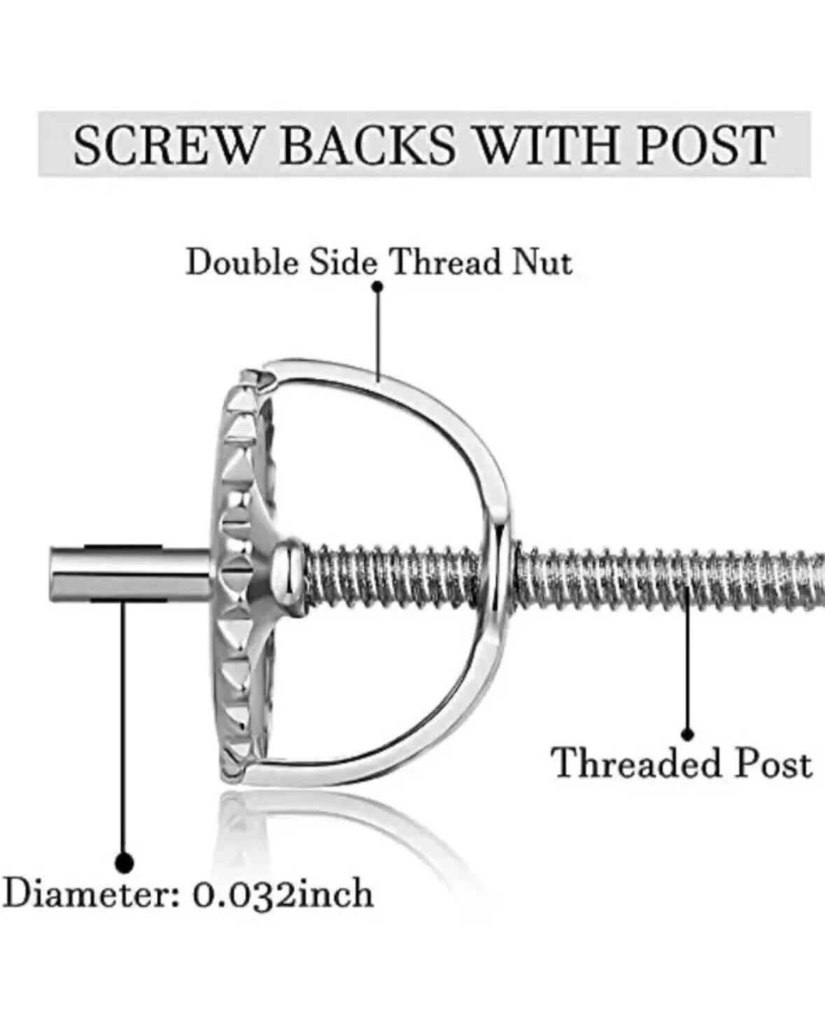14k White Gold Replacement 1-Pair Screw Back for Stud Earrings Top Quality Item