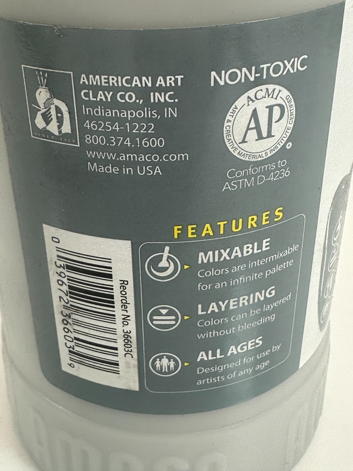 Amaco 36603C Teachers Palette Gloss Glaze – “Maize” 16 fl.oz. Sealed Top