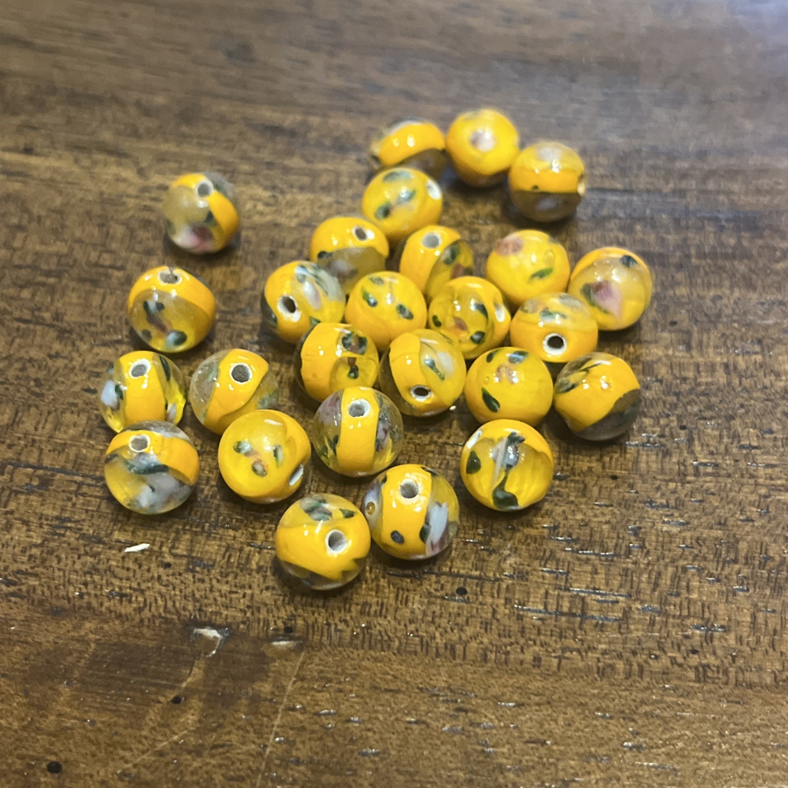 Vintage Lot Of Art Glass Lampwork Orange Japanese 1950s Beads Lot Of 25