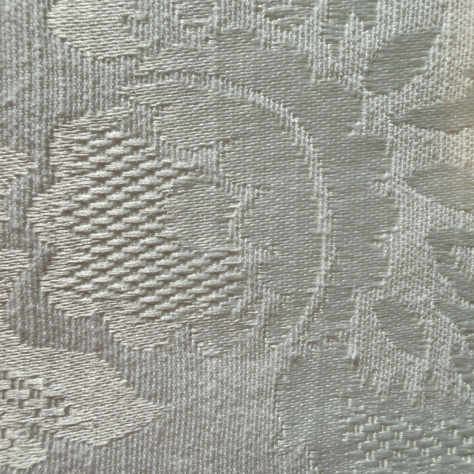 VTG Damask Jacobean Floral Leaf Scroll White & Ivory Cotton Blend 3yd (or 6) x53