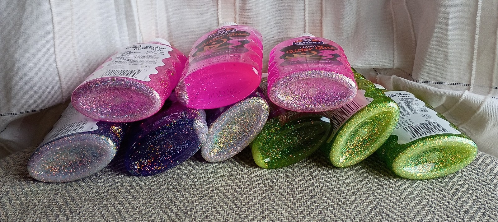 Elmer’s Classic Washable Glitter Glue 6 oz Bottles Lot Of 9 Green/Pink/Purple