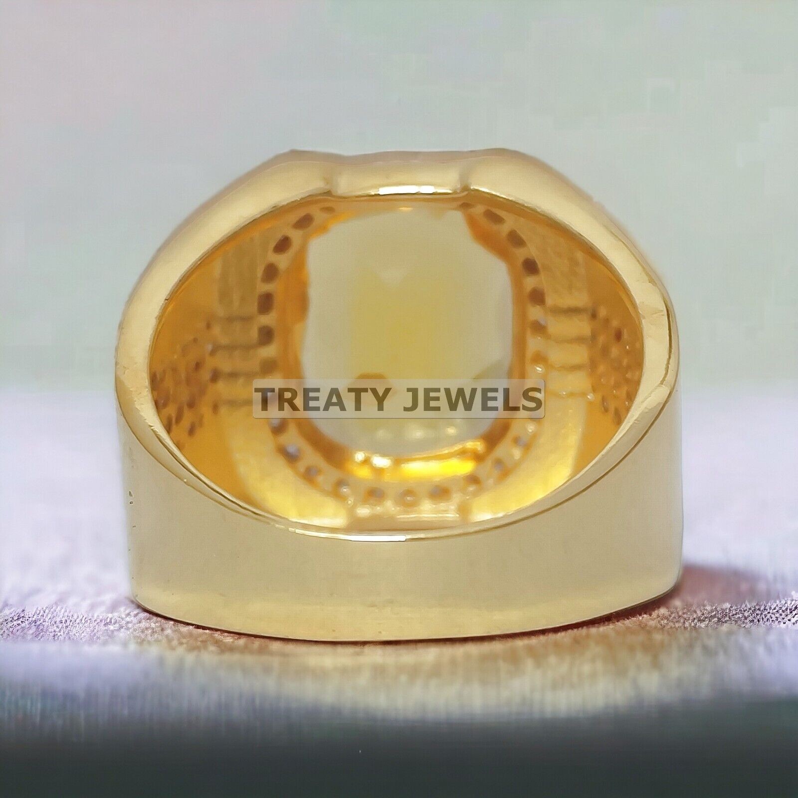 Citrine Cushion Cut With 14k Yellow Gold Ring For Men’s #446 #