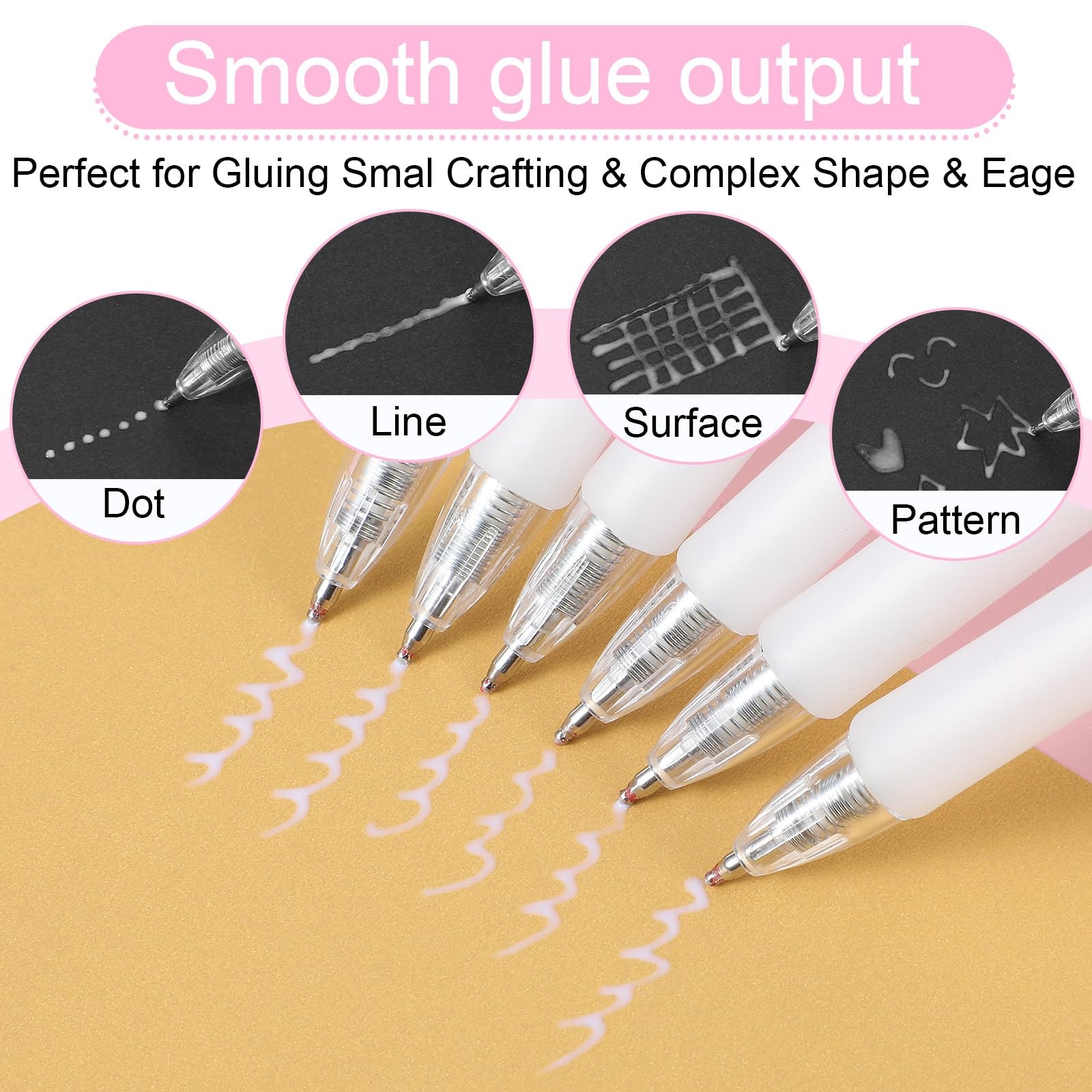 6Pcs Fine Tip Glue Pens with 6 Refills, Quick Dry Roller Glue Pens Apply Glue…