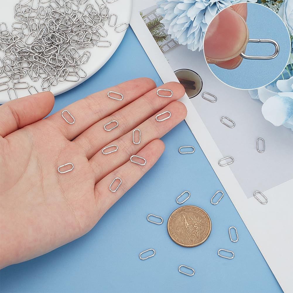 200pcs Oval Linking Rings 10x5x1mm Stainless Steel Link Connectors Oval Connecto